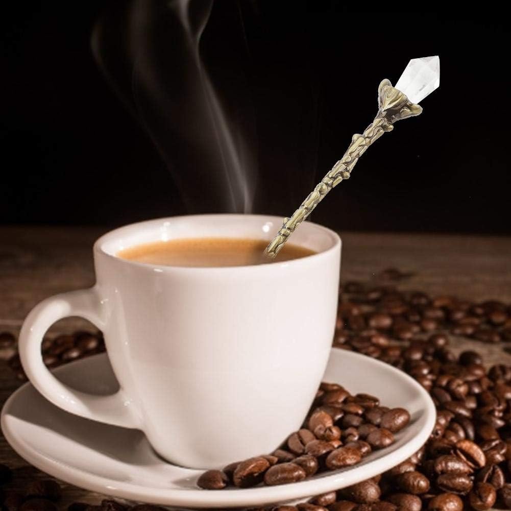 Cuchara de café, cuchara de postre con cabeza de cristal, diseño vintage, cuchara de café expreso, cuchara de té (bronce verde)