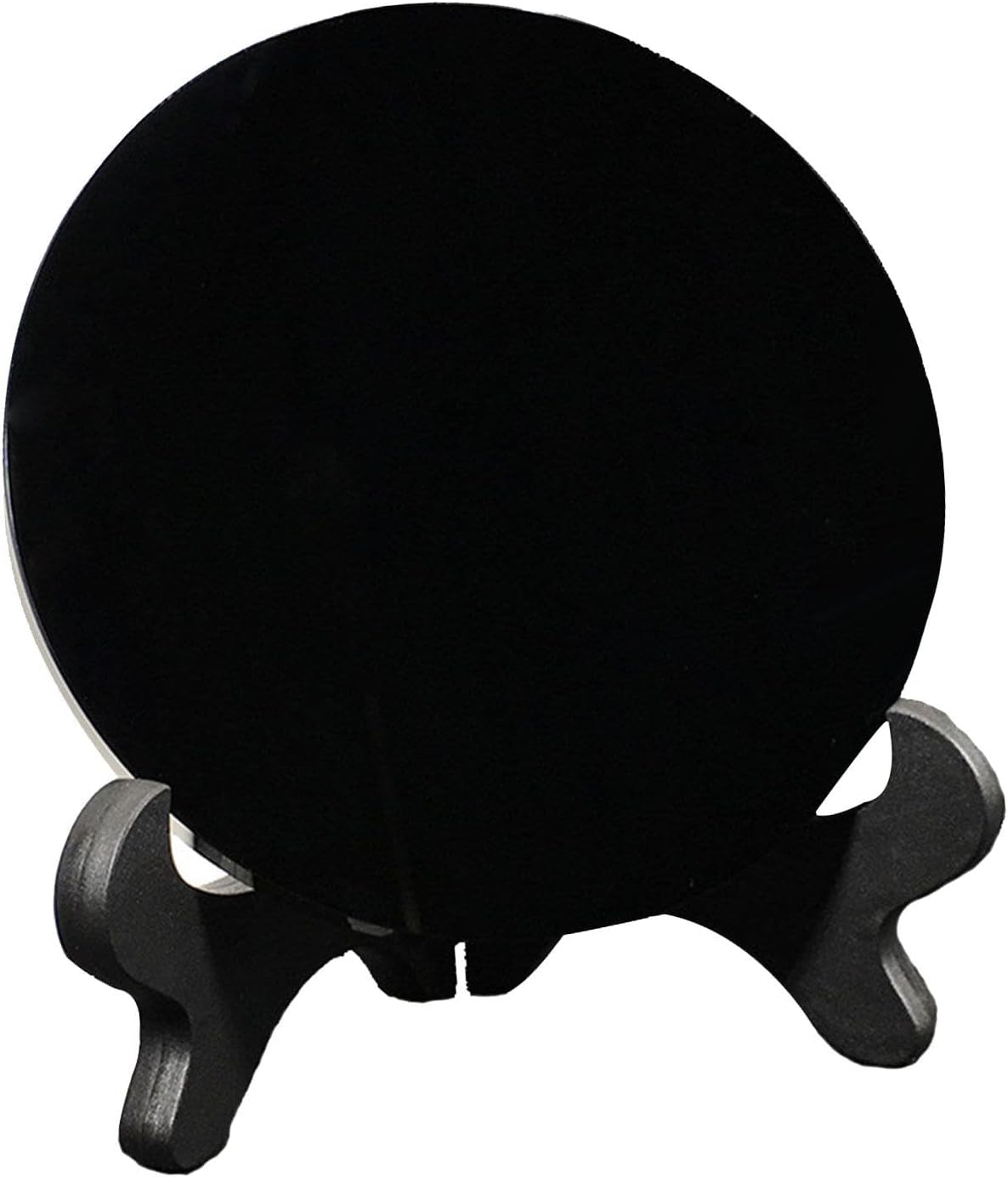 Colaxi Disco de obsidiana negra Feng Shui espejo para escritorio con soporte de bolsillo de obsidiana espejo rascador para decoración del hogar de