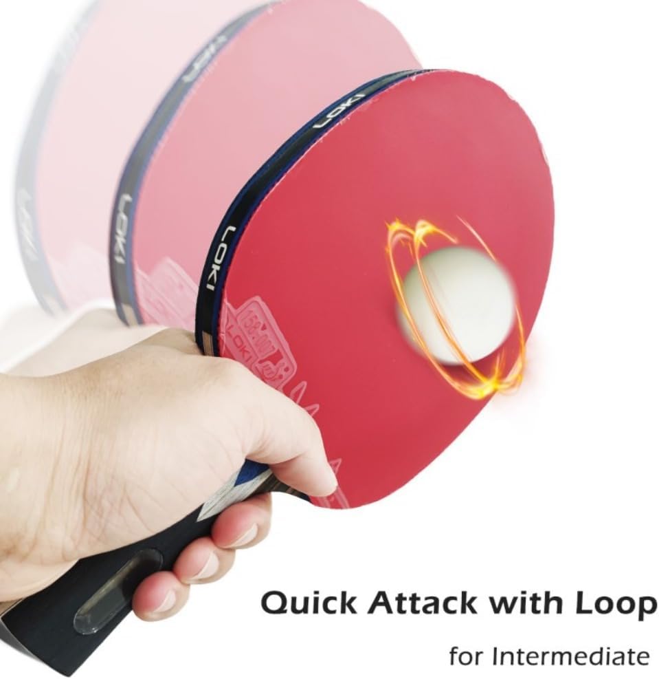 Loki – Raqueta de tenis de mesa de 7 estrellas profesional, ofensiva, goma adhesiva aprobada por la ITTF, 5 madera + 2 cuchillas de carbono
