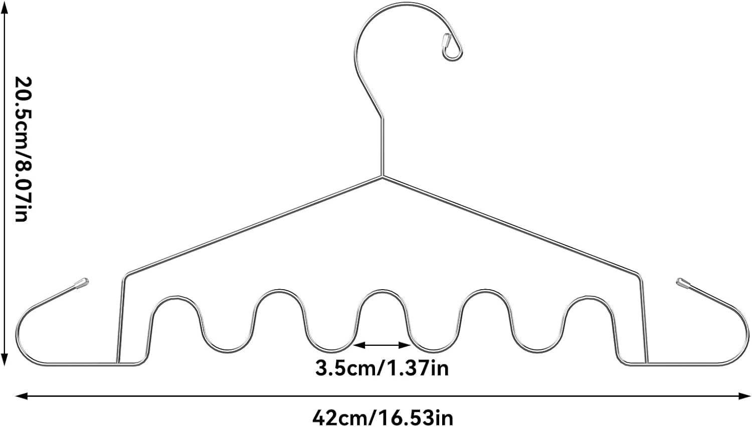 Perchas de metal de acero inoxidable resistente de 16.5 pulgadas para ropa, abrigos, faldas, ropa interior, bolsas, armarios, ahorradores de espacio