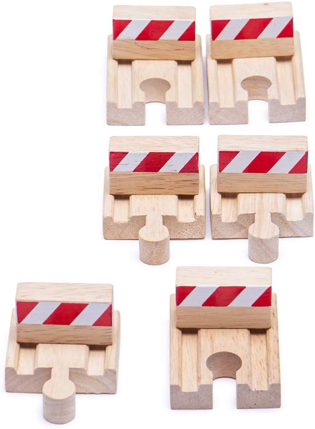 Bigjigs Rail Buffers de madera (paquete de 6) – Otras marcas principales de rieles de madera son compatibles