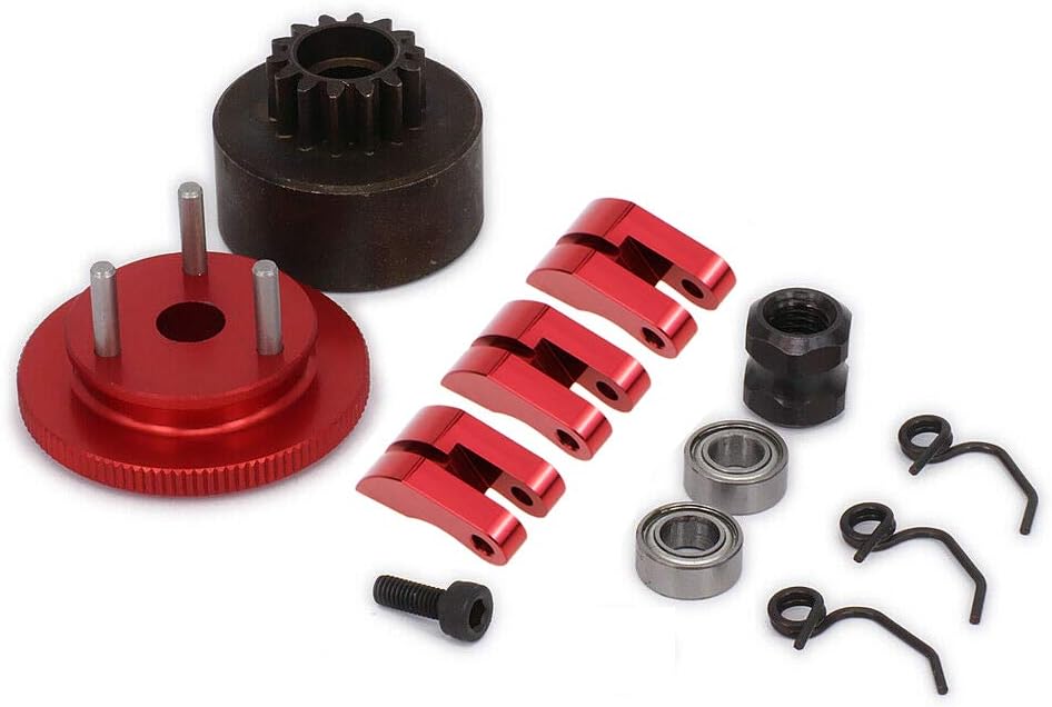 Juego de rodamientos de campana de embrague 14T, kit de ensamblaje de rueda de inercia, resorte de cono de motor para 18 RC Hobby Modelo Nitro Car