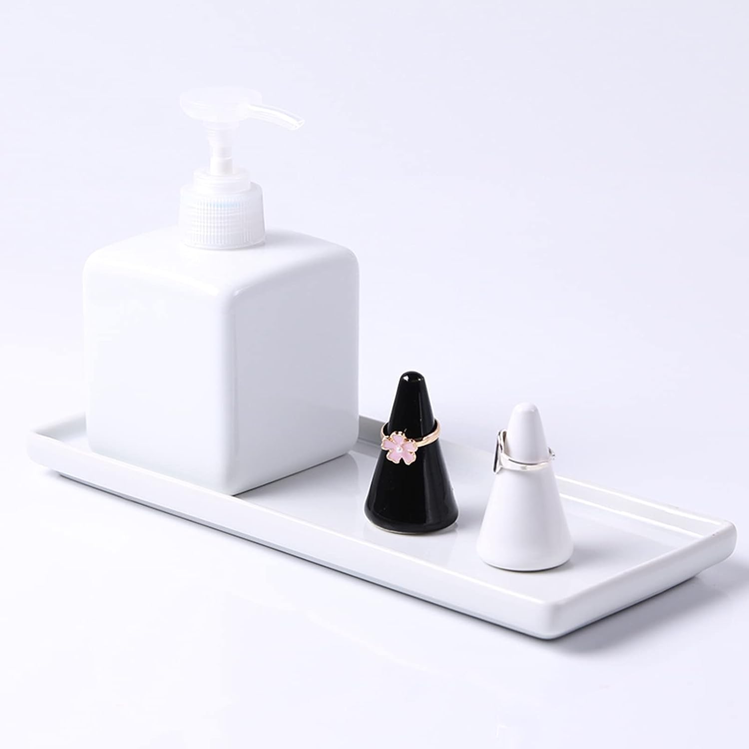Soporte de cerámica para cepillos de dientes de baño, bandeja para cepillos de dientes para tocador, organizador de almacenamiento para sostener