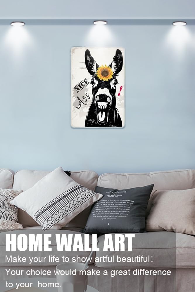 Cartel de metal divertido de burro para baño, con cita divertida, decoración de pared para baño, baño, baño, decoración de regalos, letrero de metal