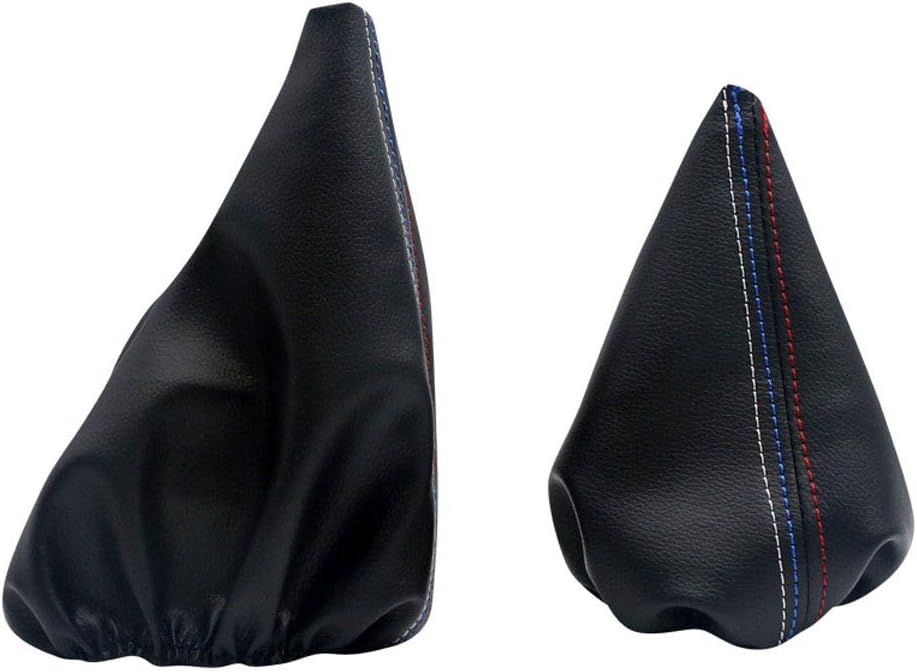 Pursuestar 2 unidsset manual de la palanca de cambios del coche collar cuero freno de mano funda para BMW Serie 3 1999-2005 E46 1991-1998 E36 M3