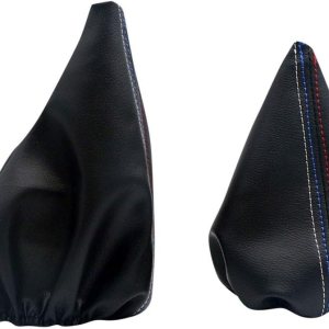 Pursuestar 2 unidsset manual de la palanca de cambios del coche collar cuero freno de mano funda para BMW Serie 3 1999-2005 E46 1991-1998 E36 M3 Pursuestar 2 unidsset manual de la palanca de cambios del coche collar cuero freno de mano funda para BMW Serie 3 1999-2005 E46 1991-1998 E36 M3