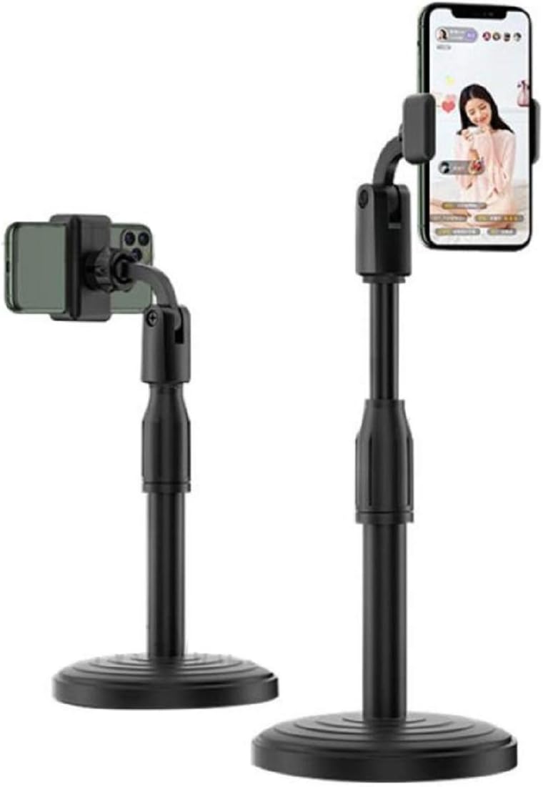 Soporte de teléfono para teléfono celular ajustable en ángulo de altura para escritorio compatible con todos los teléfonos inteligentes (negro)