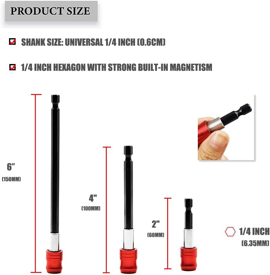 Extensión de broca 3 unids universal de 14 pulgadas vástago hexagonal de liberación rápida kit de soporte de taladro magnético+105 grados de ángulo