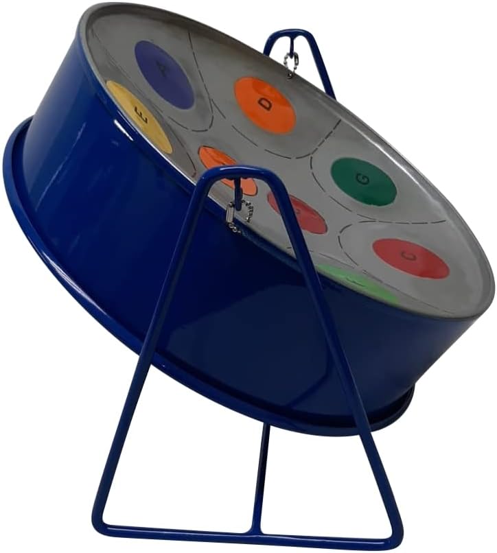Tambor de acero (Steelpan) de 10 pulgadas con instrucciones fáciles para principiantes Rainbow Pitipan (azul y plateado)