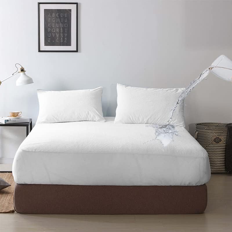 Protector de colchón impermeable elástico ajustado con bolsillos profundos para colchones de cualquier tamaño, acabado de algodón suave,