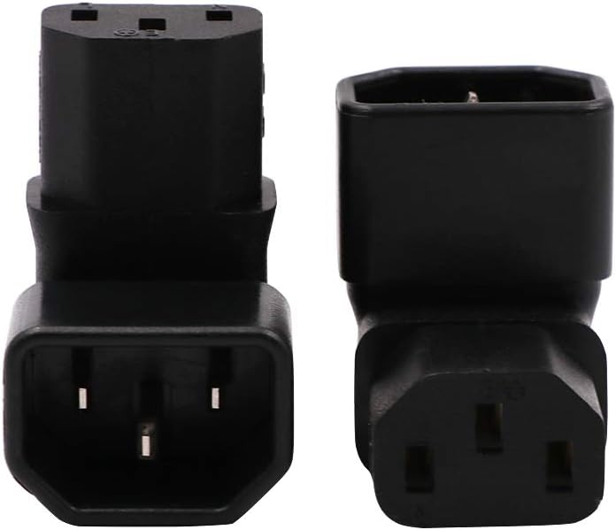Adaptador de corriente IEC C14 a C13 PDU PlugSocket Up 90 grados para montaje en pared LCD TV 2 Pack