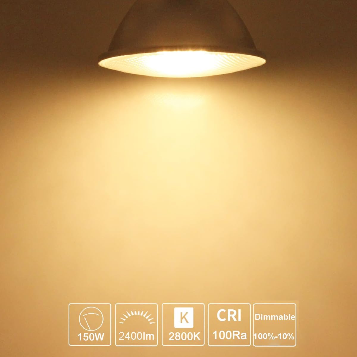 Rnyloas PAR38 – Luz de inundación halógena, paquete de 4 bombillas de inundación de larga vida útil 150 W 120 V PAR38 regulable, bombilla PAR38 de
