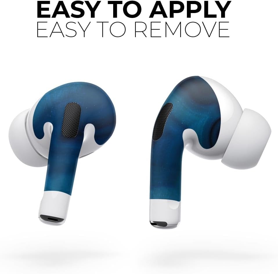 DesignSkinz – Compatible con AirPods Pro 2 – Adhesivo protector de vinilo resistente a los arañazos – Cristal de ágata azul vívido