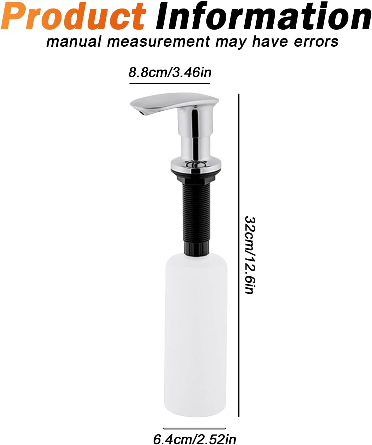 Rhitchy Dispensador de jabón para fregadero de cocina dispensador de jabón de fregadero integrado de acero inoxidable con diseño de tubo de