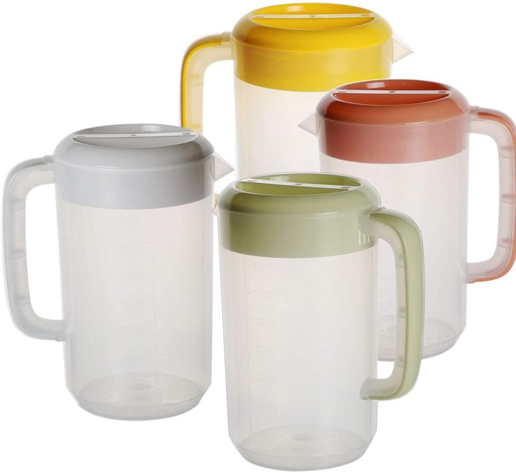 DOITOOL Jarra de agua grande de plástico de 2.5 L con tapa y boquilla, jarra de agua con asa para jugo casero, té helado, bebidas calientes o frías,