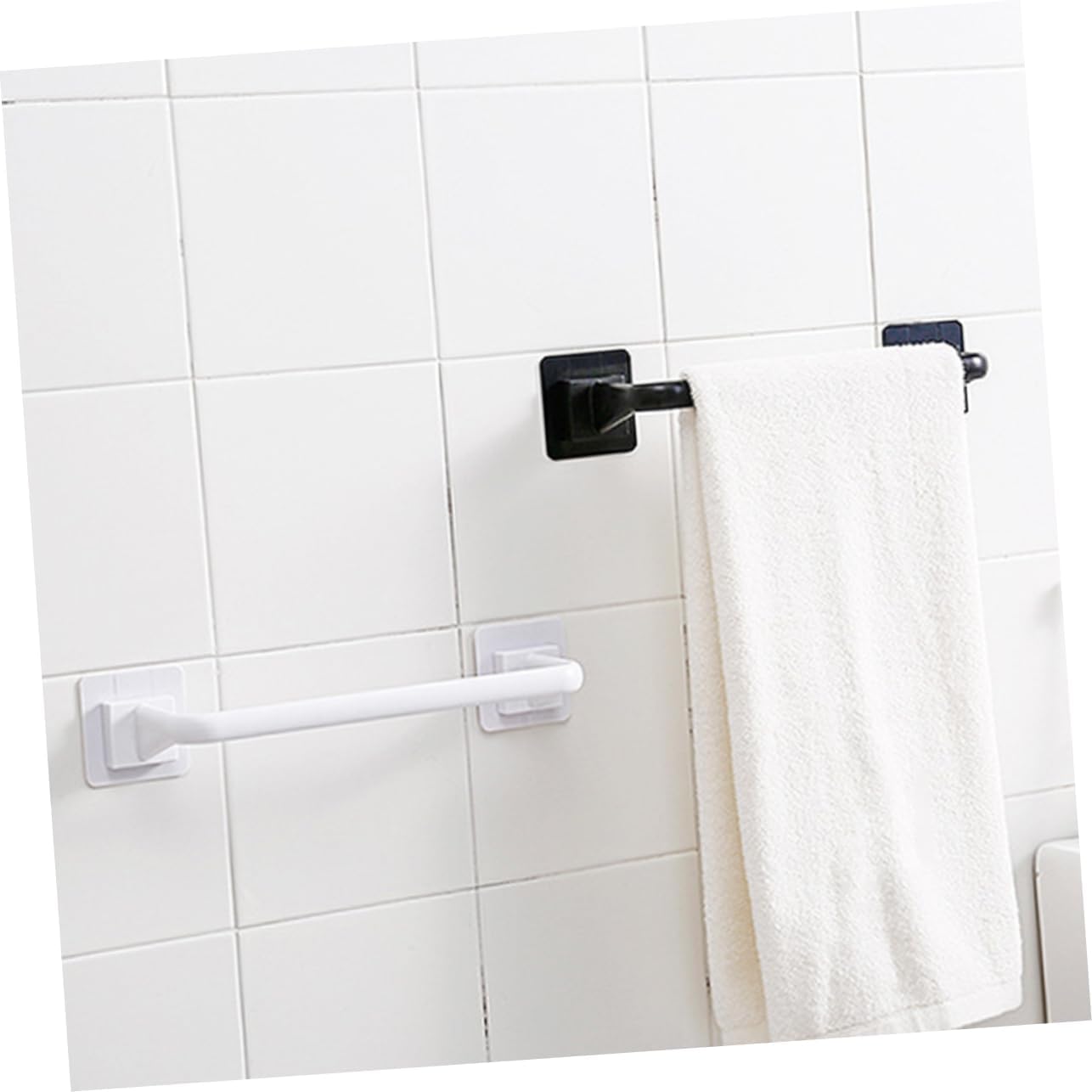DOITOOL Toallero negro para toallas de baño, soporte para tapa de cacerola, toallero para bar, organizador de toallas sin dejar rastro, toallero de
