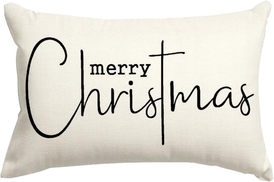 RABUSOFA Fundas de almohada blancas de 12 x 20 pulgadas, decoraciones navideñas de invierno, fundas de almohada decorativas de invierno, fundas de