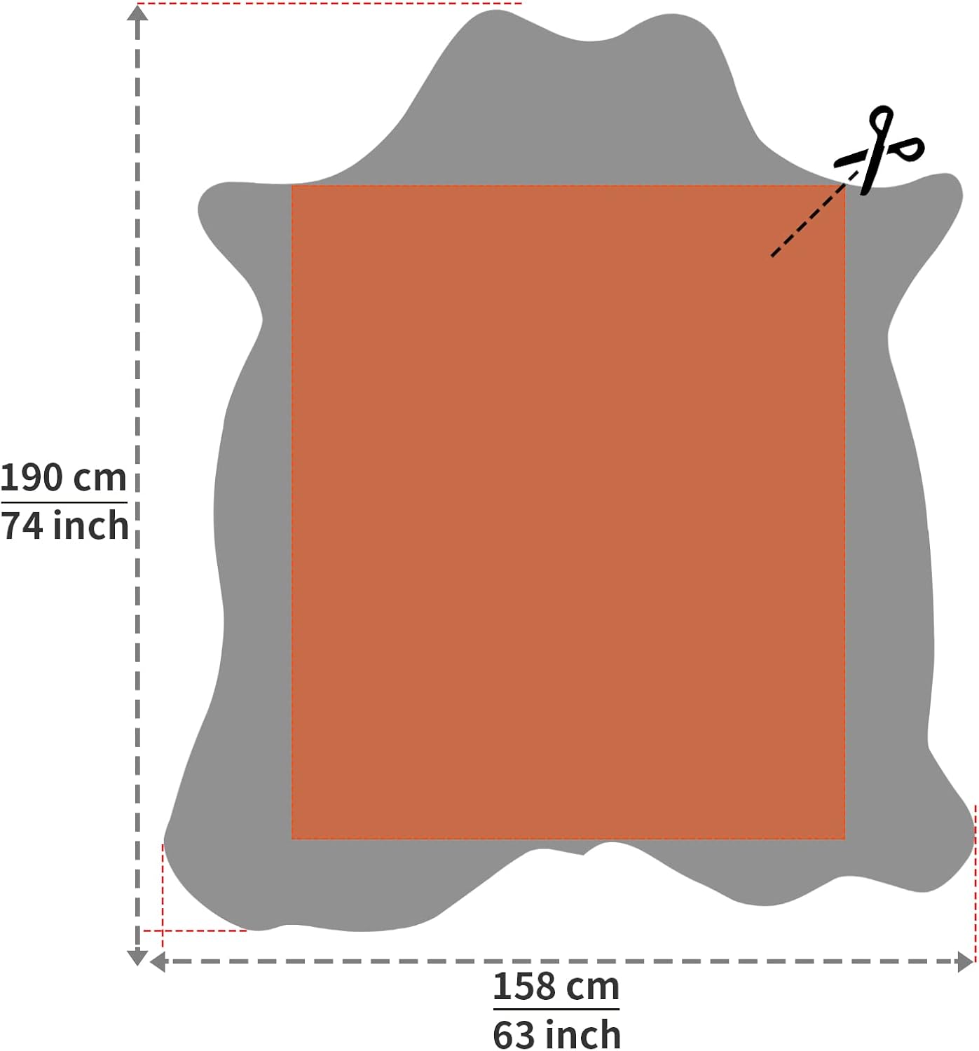 Alfombra de piel de vaca de alta calidad, alfombra grande de piel de vaca para sala de estar, alfombras con estampado de vaca de 5.2 x 6.2 pies,
