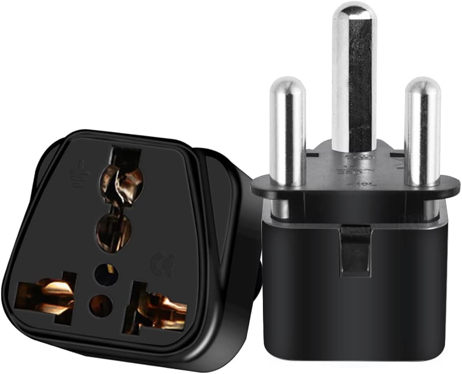 Adaptador de enchufe de viaje de Sudáfrica, 2 unidades, Sudáfrica Big 3 Pins Tipo M Adaptador de corriente de viaje Enchufe Sudáfrica Adaptador