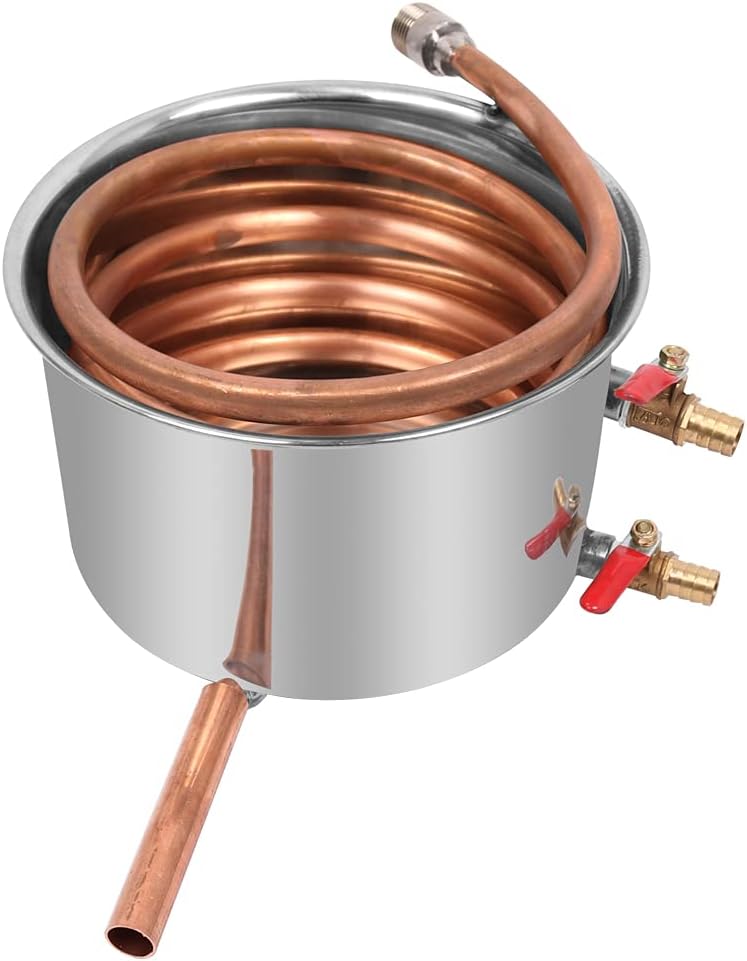 YUEWO Moonshine Todavía 3 macetas Destilador de alcohol Tubo de cobre Kit de elaboración de bebidas alcohólicas para bricolaje Whisky vino Brandy