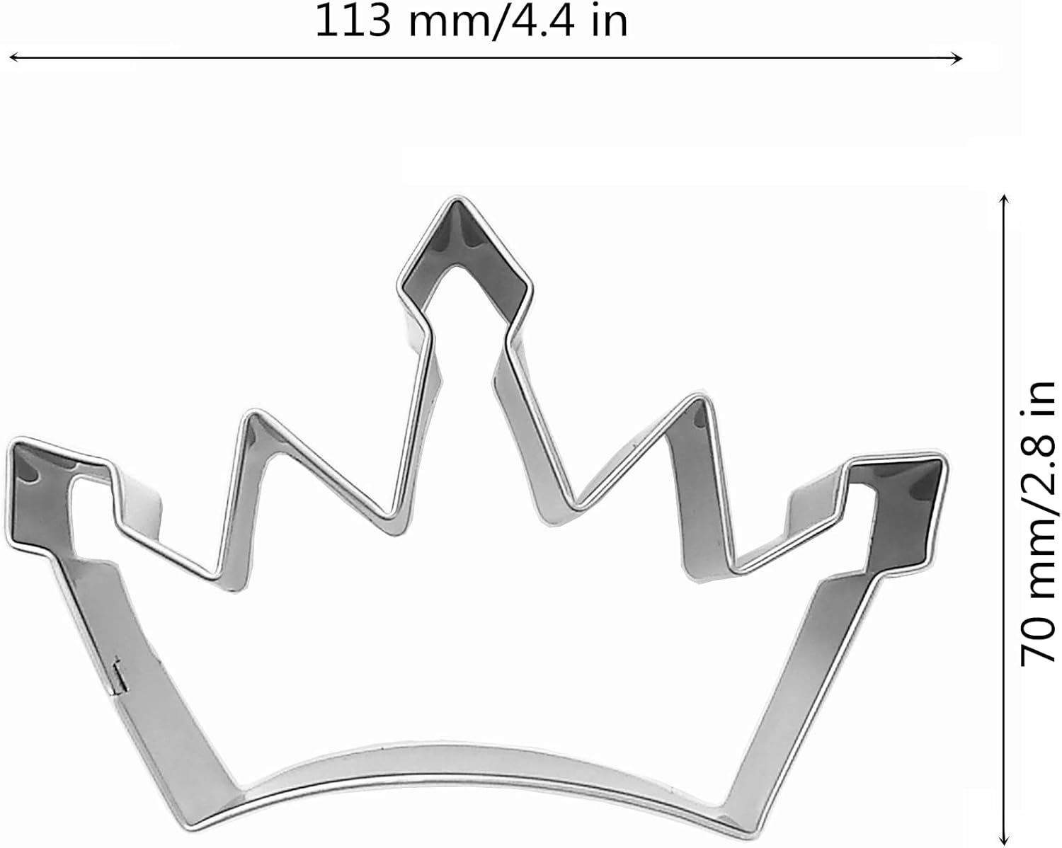 Cortador de galletas en forma de corona de gran tamaño, cortador de galletas de acero inoxidable para reinareypríncipeprincesa, 4.4 pulgadas (modelo