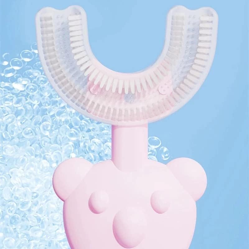 Soft Little Bear – Cepillo de dientes oral en forma de U para niños con dientes frágiles (2 a 6 años, rosa)