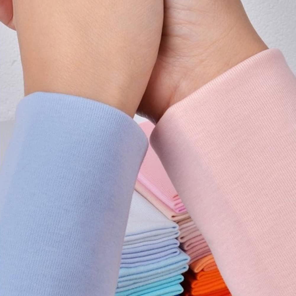 1 par de tela de algodón elástico de punto fino para coser camisas, tops y bricolaje (crema, 1 par)