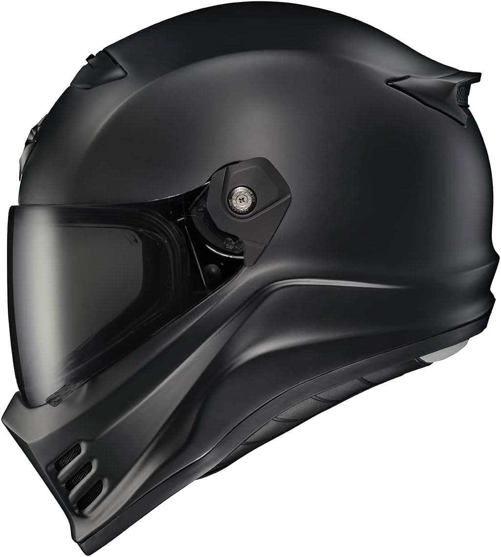 ScorpionEXO Covert FX – Casco de motocicleta de cara completa para adultos, estilo Street Fighter con bolsillos para altavoces listos para