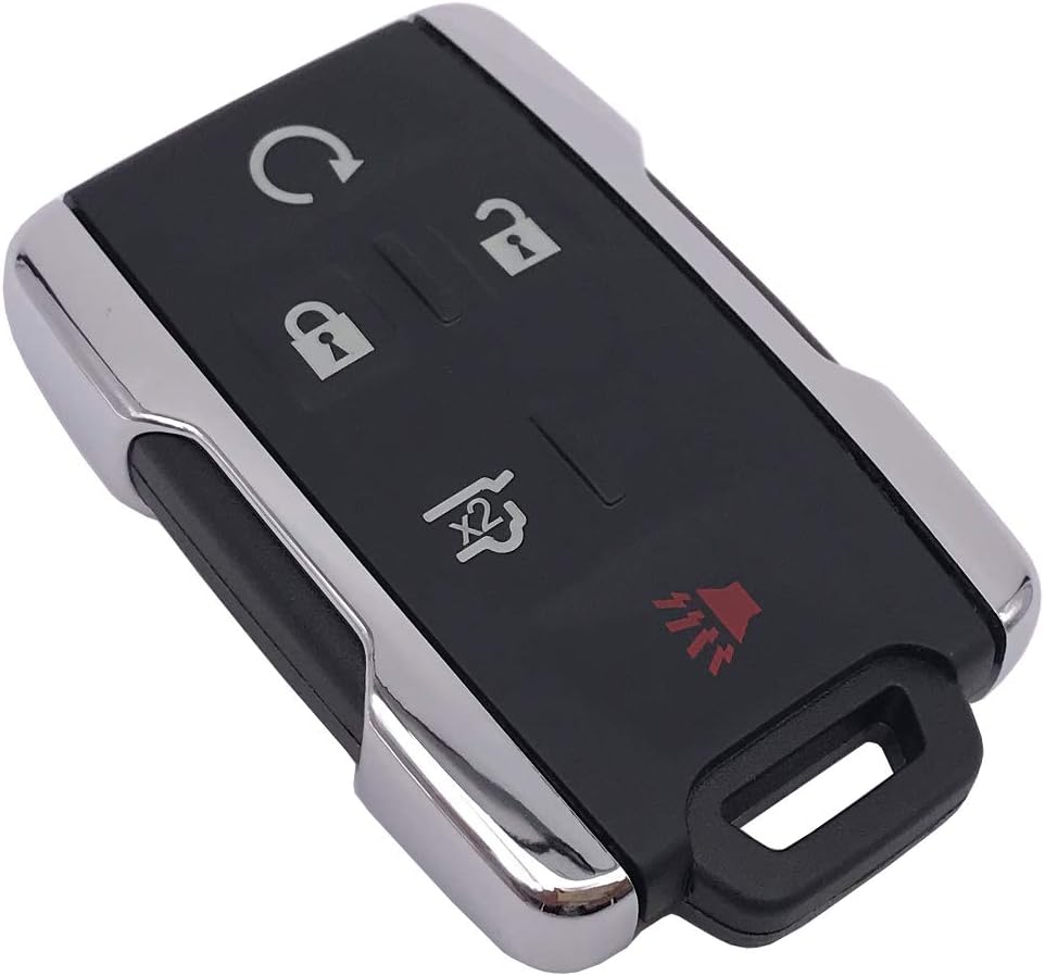Funda inteligente para llavero GMC Yukon Sierra 1500, Chevrolet Suburban Tahoe, entrada sin llave, control remoto (plata, 5 botones)