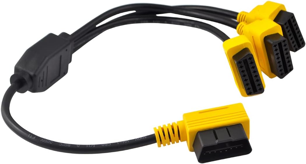Cable divisor OBD2 de 1.6 pies19.7 in, Cable de extensión OBD-II de 3 vías, Divisor OBD completo de 16 pines 1 a 3 hembra Y Cable Adaptador de cable