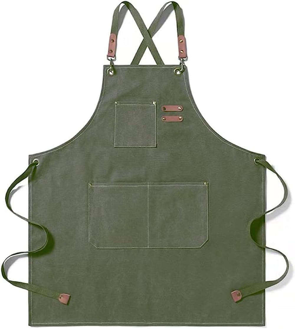 Delantal de chef de algodón para hombres y mujeres, delantal de trabajo de lona con espalda cruzada, delantal de cocina para hornear, delantales de