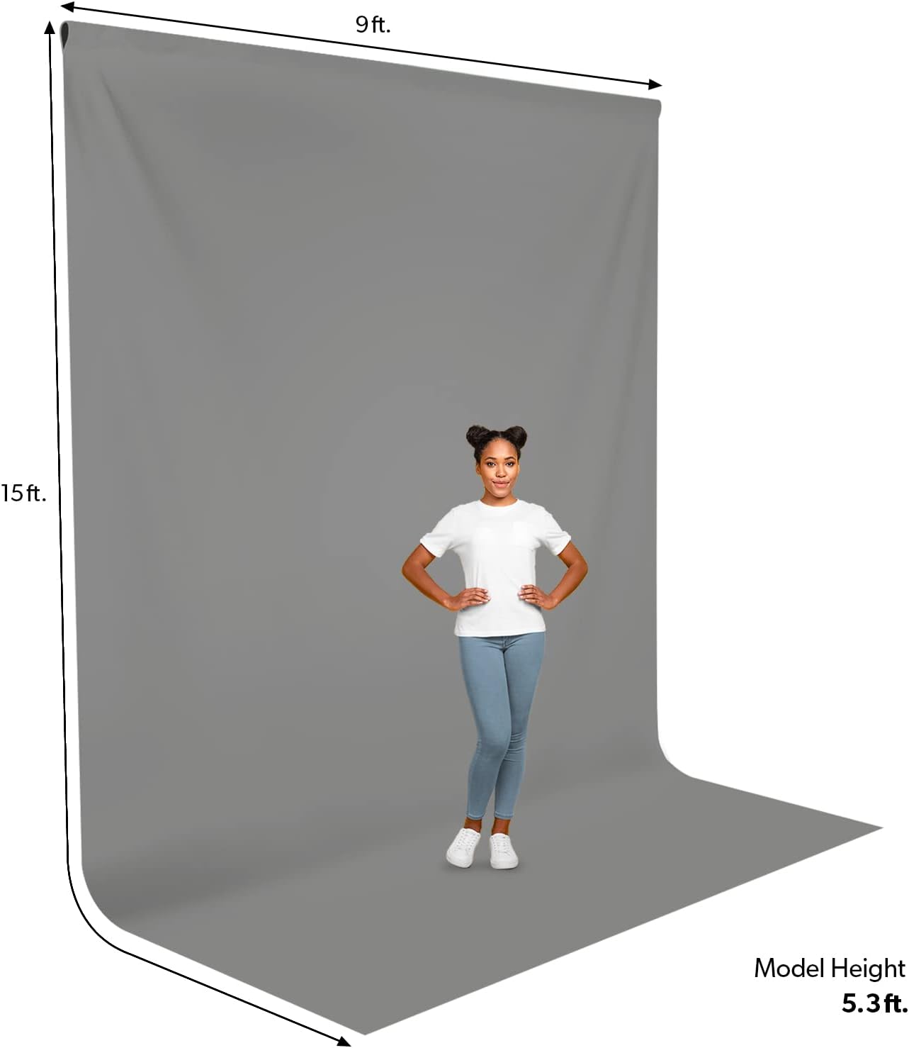 LimoStudio AGG3058 – Pantalla de fondo gris de 9 x 15 pies, fondo de fotos para sesión de fotos, tela de alta densidad de 150 GSM, reutilizable de