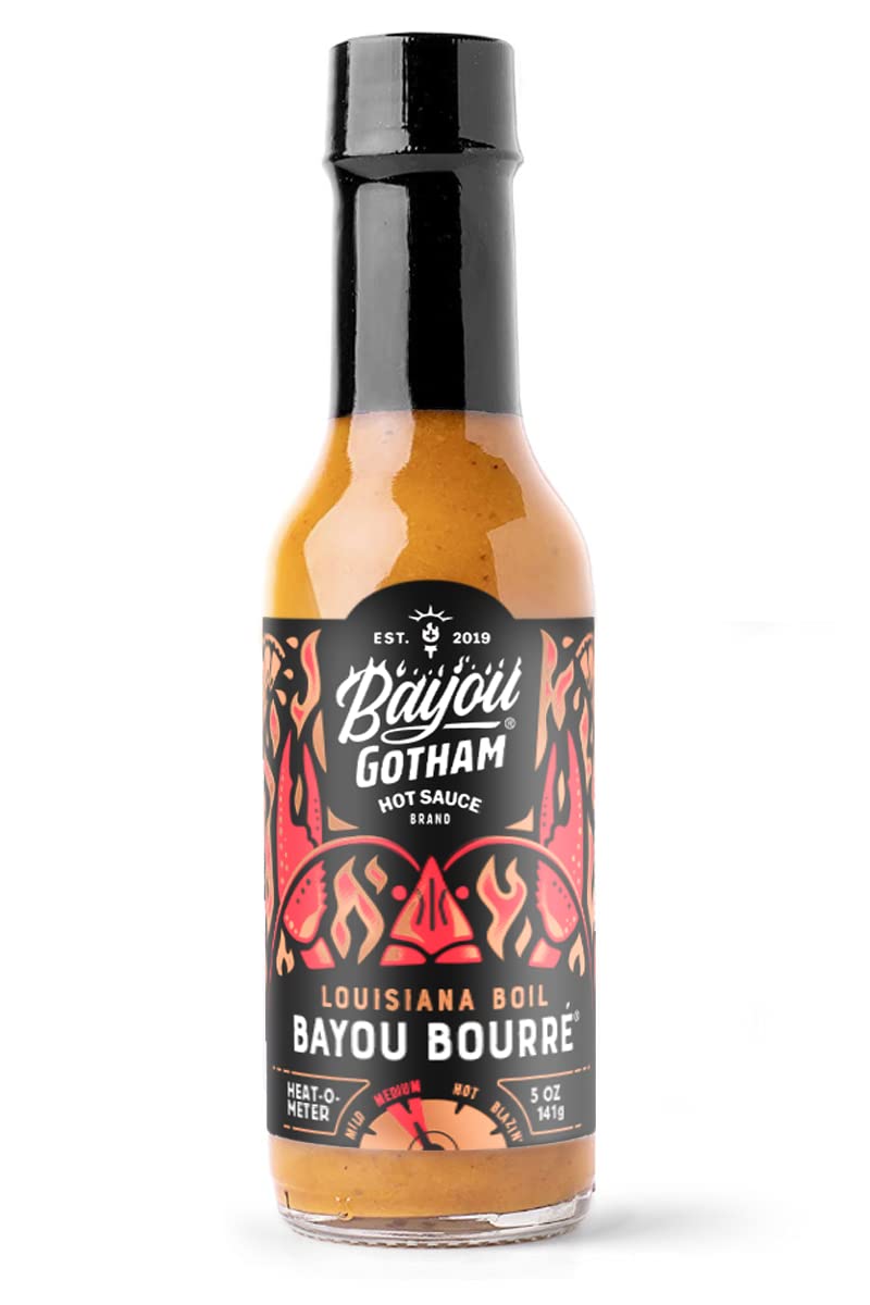 Bayou Gotham BAYOU BOURRE Louisiana Boil – Cayena, ajo, cebolla, apio, cítricos, maíz amarillo y papas rojas – Vegano, sin gluten, bajo en sodio –