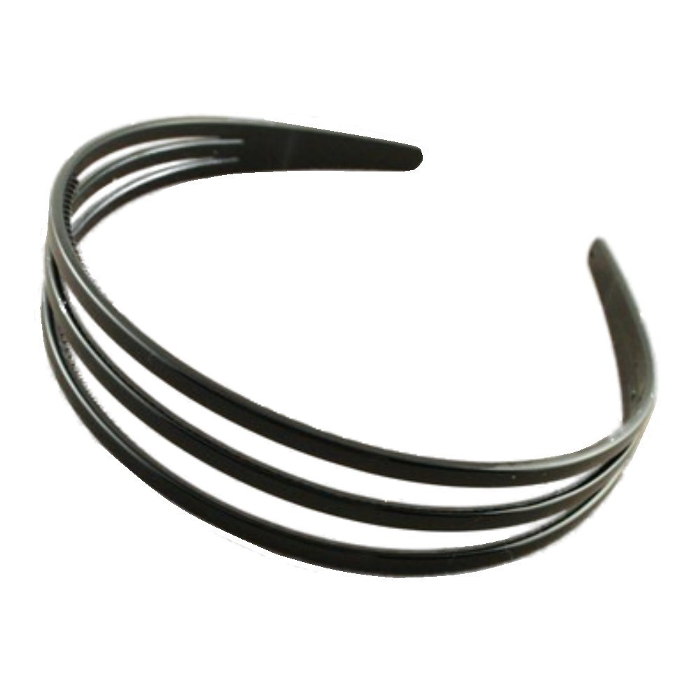 Diadema de plástico de triple fila negra Alice