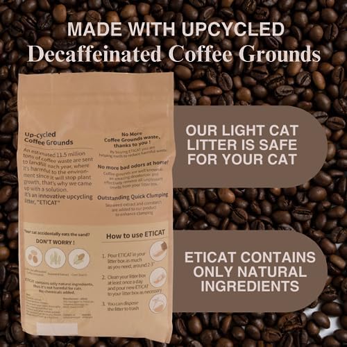 Arena natural para gatos de posos de café reciclado, alternativa a la arena de arcilla y pellets, arena para gatos sin perfume, arena ligera,