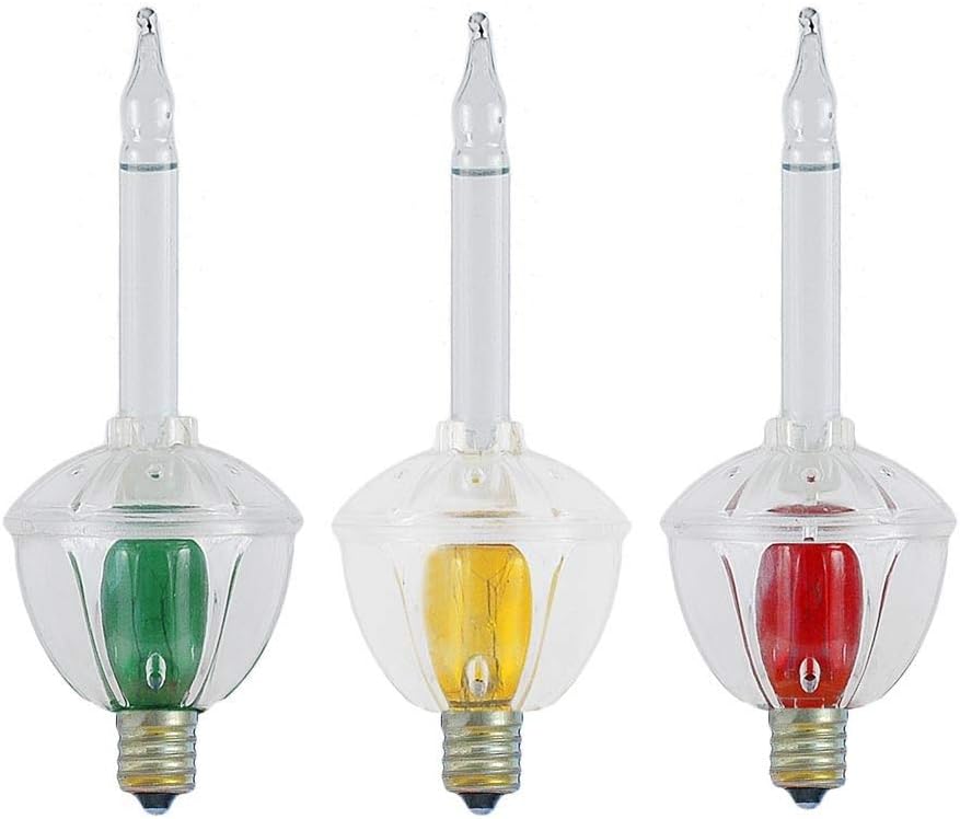 Novelty Lights Paquete de repuesto de 3 luces tradicionales de Navidad, base transparente multicolor, líquido transparente