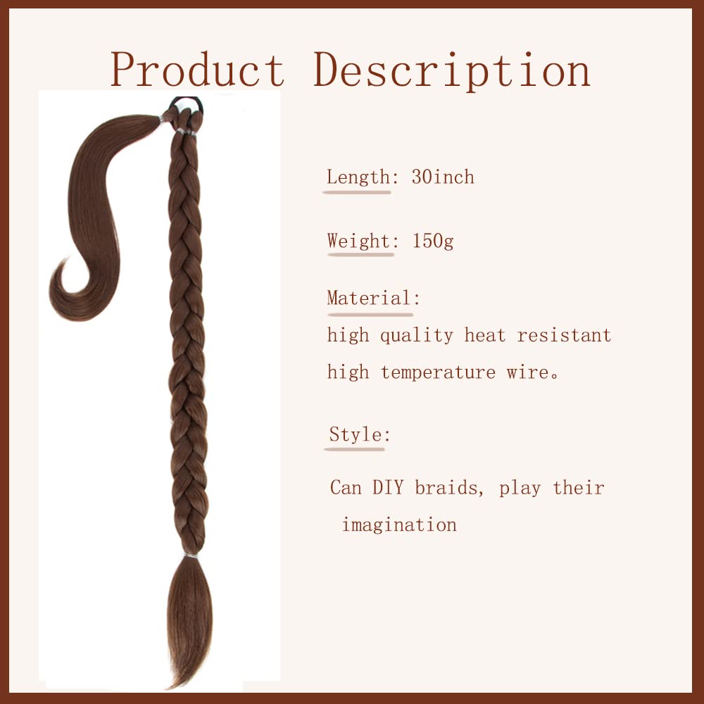 Extensión de cola de caballo de trenza larga para mujer con lazo elástico, lacio, elegante, envolvente, extensiones de cabello trenzado natural,