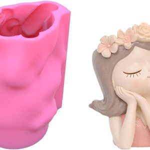 Molde de silicona para maceta, molde de maceta de cabeza de niña 3D, molde de maceta de silicona, arcilla de hormigón, moldes de resina para Molde de silicona para maceta, molde de maceta de cabeza de niña 3D, molde de maceta de silicona, arcilla de hormigón, moldes de resina para