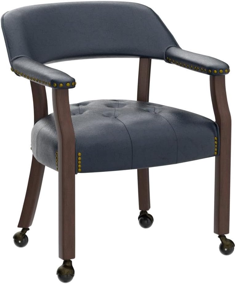 Silla enrollable grande para comedor con brazos, sillas laterales de cocina con ruedas, sillas de póquer de madera para juegos, silla con ruedas