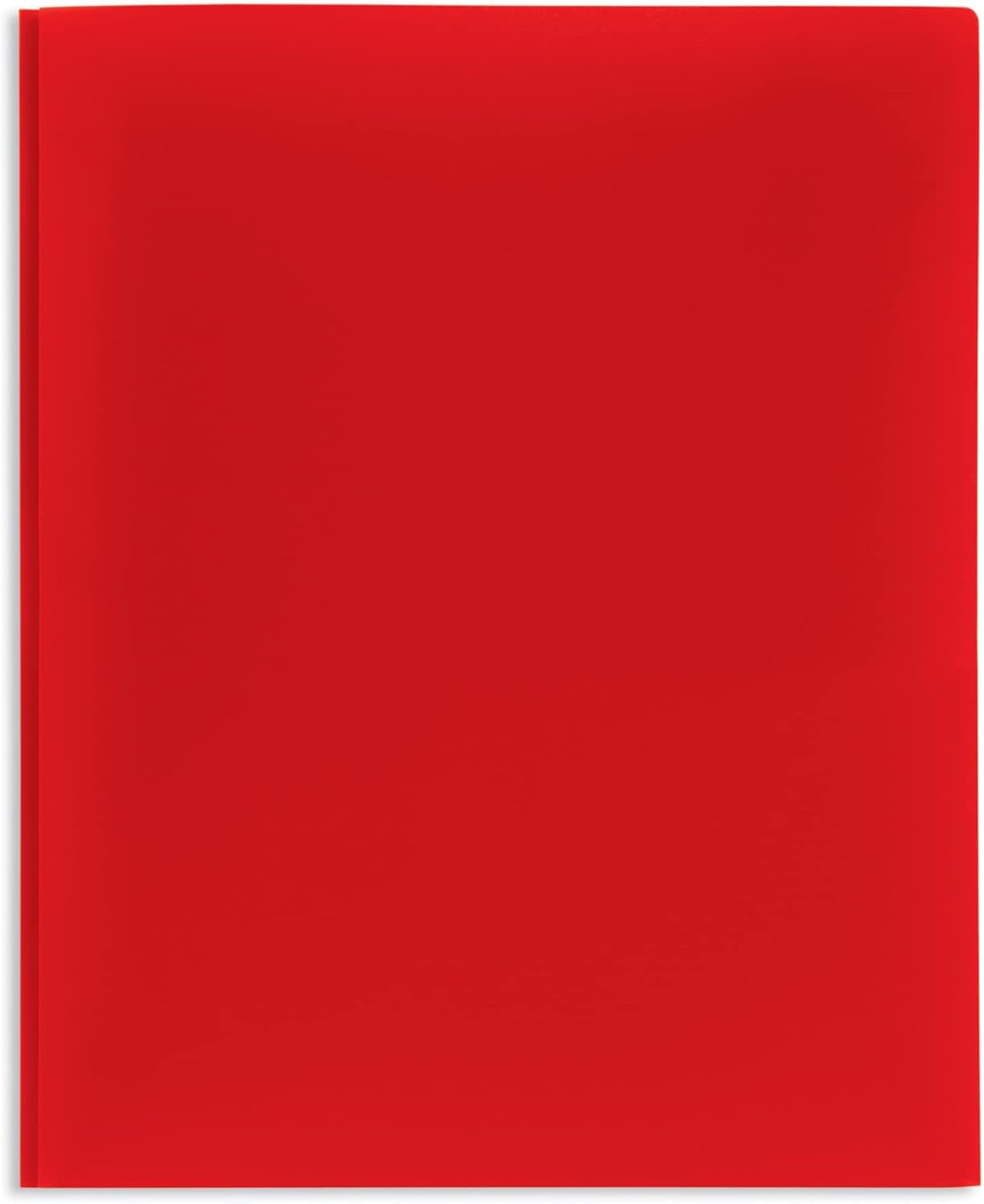 Office Depot Carpetas de polietileno de grado escolar de 2 bolsillos con puntas, 8-12 x 11 pulgadas, colores surtidos, paquete de 48