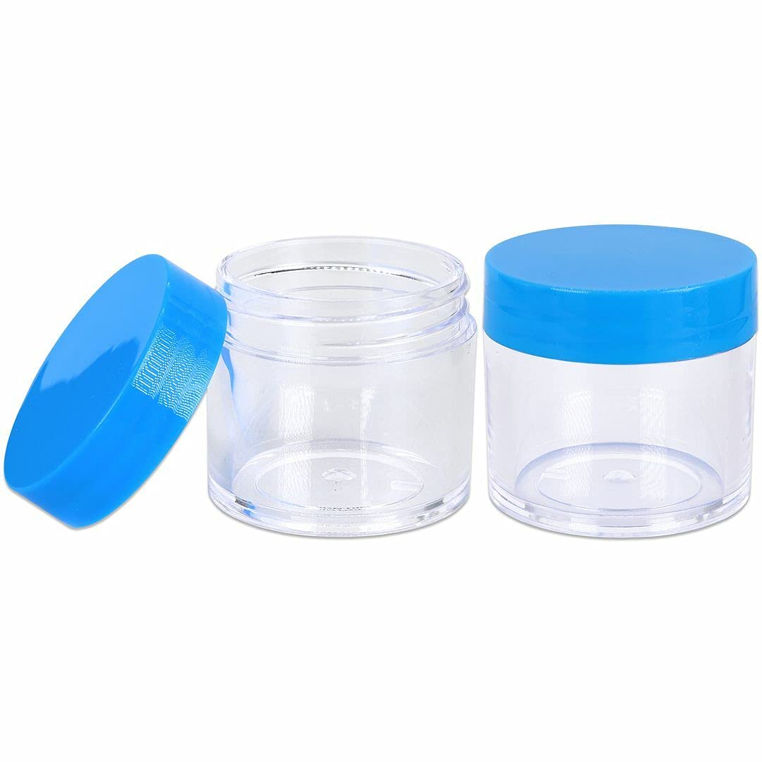 Beauticom 1.06 oz1.0 fl oz (1 fl. oz.) Tarros plásticos transparentes de doble pared a prueba de fugas con tapas superiores planas para cremas,