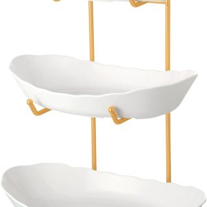 Xuhal Frutero acrílico de 3 niveles con estante de metal, cuencos decorativos para servir verduras, soporte de frutas y frutos secos, soporte de Xuhal Frutero acrílico de 3 niveles con estante de metal, cuencos decorativos para servir verduras, soporte de frutas y frutos secos, soporte de