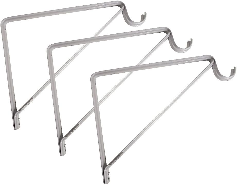 Design House 182725 Soporte clásico para barra de estante para armario, lavandería, baño, dormitorio, garaje o cobertizo, paquete de 3, blanco, 3
