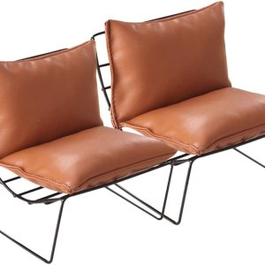 Toddmomy 2 sillas de casa de muñecas en miniatura, sillas de sofá perezoso de cuero, silla de respaldo vintage, mini casa de muñecas, silla de Toddmomy 2 sillas de casa de muñecas en miniatura, sillas de sofá perezoso de cuero, silla de respaldo vintage, mini casa de muñecas, silla de