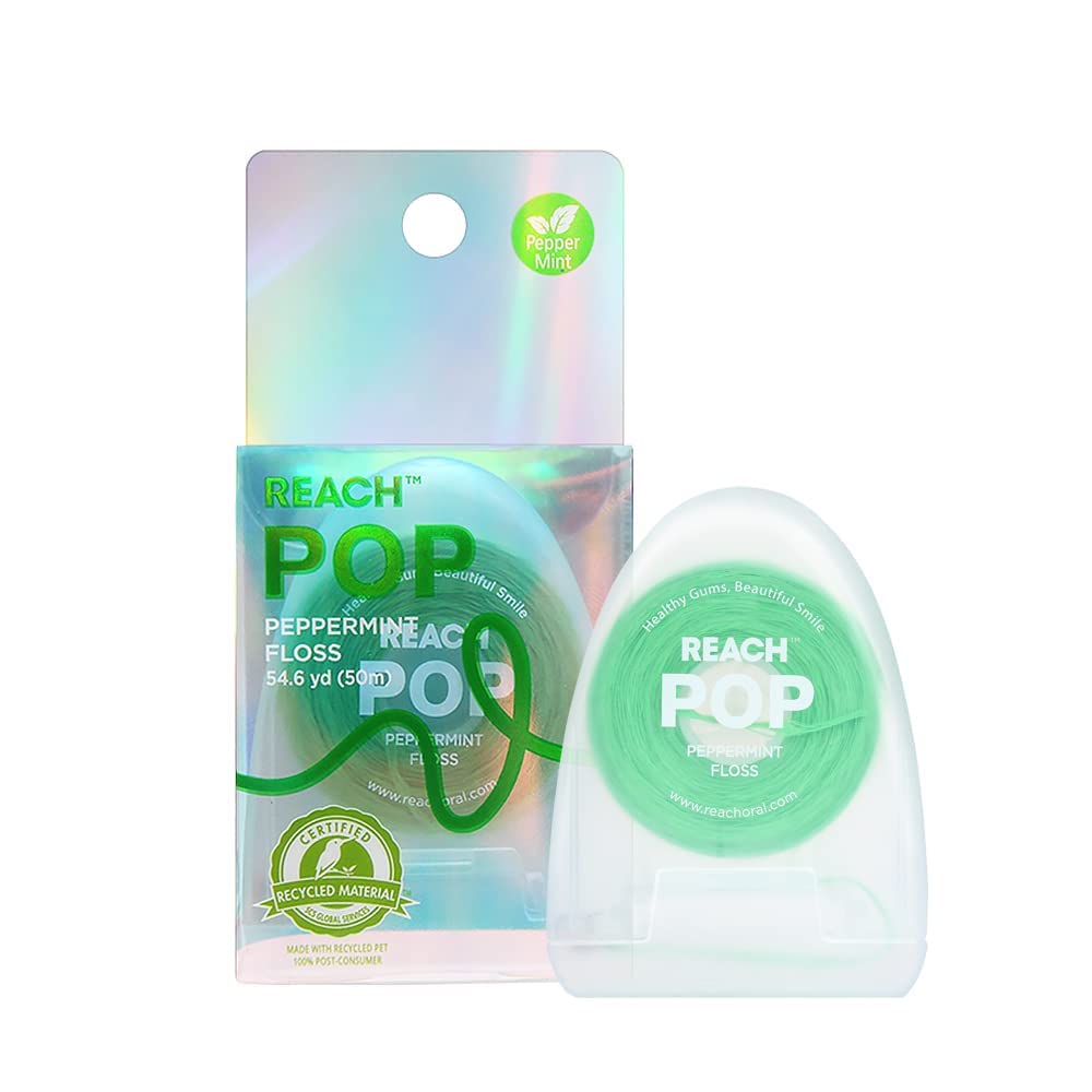 REACH Hilo dental POP  Cera vegana y sin PFAS, duradero y resistente a las trituraciones, se desliza suavemente y fácilmente  Eliminación efectiva