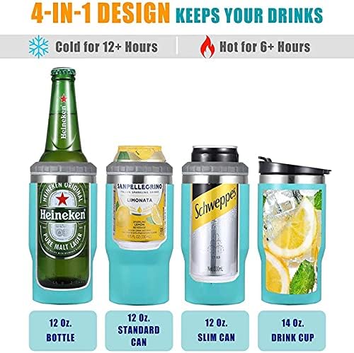 Gteller Aislador de latas de 14 onzas, tapas bidireccionales, enfriador de latas aislado de acero inoxidable de doble pared, soporte para botellas