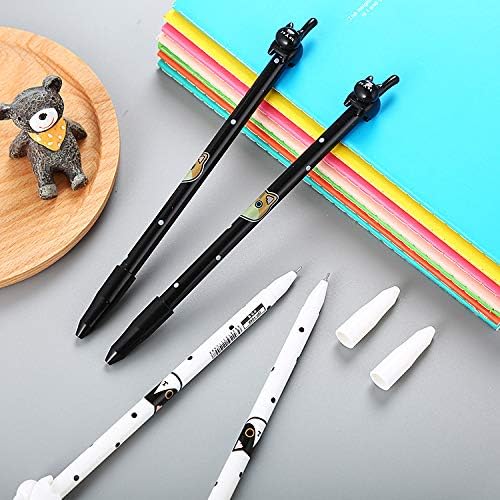 sencoo Paquete de 8 bolígrafos de tinta de gel negro de dibujos animados de papelería de gato, bolígrafos escolares para niños, regalo para niños,