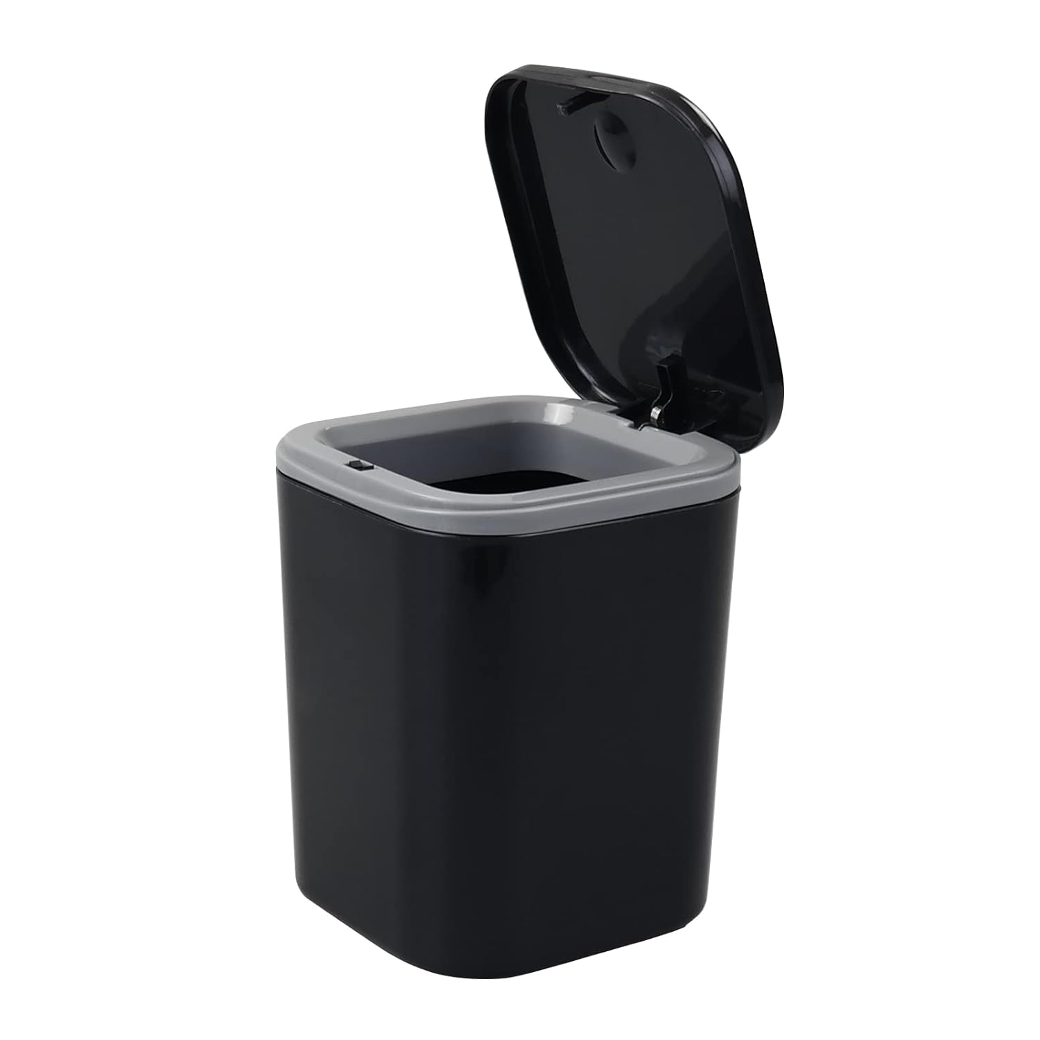 Bringer Basurero de escritorio de 2 L, bote de basura pequeño de plástico de 0.5 galones con tapa, color negro