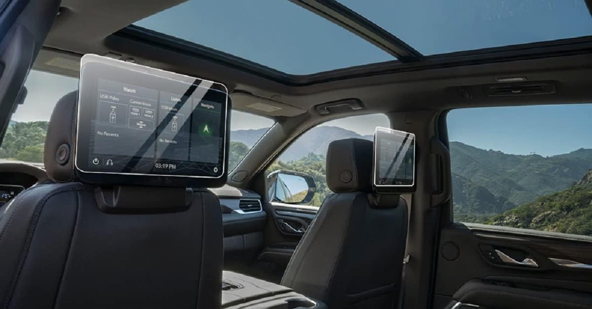 CDEFG Protector de pantalla trasera para Chevy Tahoe, Suburban y GMC Yukon Accesorios 2024 2023 2022 2021  Paquete de 2 unidades de vidrio templado