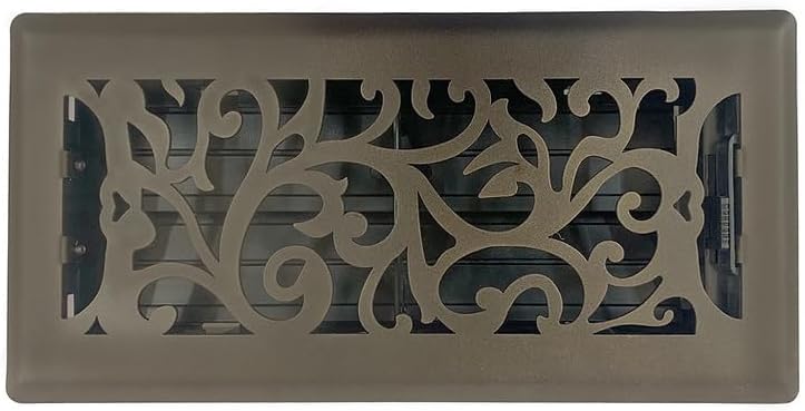 Sierra Grates Registro de piso de diseño floral de 4 x 10 pulgadas en acabado de bronce metálico, cubiertas de ventilación para piso del hogar,